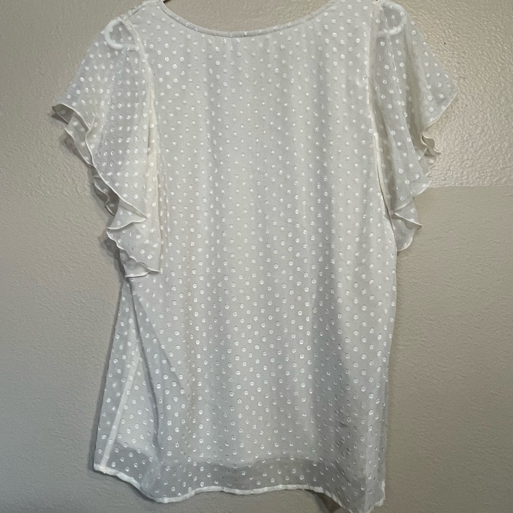 Cream Polka Dot fairycore Lace Trim Blouse size Medium NWT - Picture 4 of 7